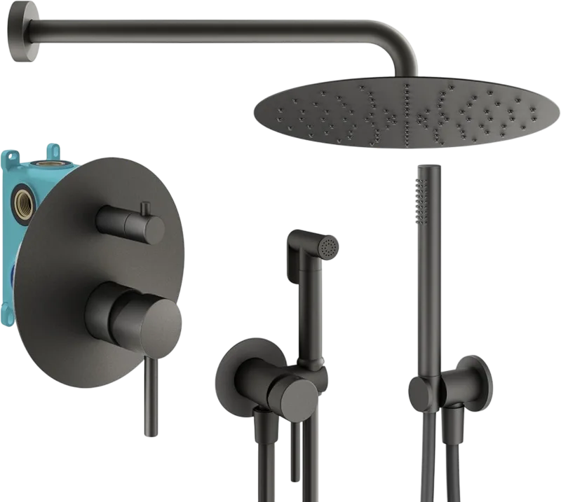 Комплект для ванной Plumberia Selection Ixo KITZXO18GR С ВНУТРЕННЕЙ ЧАСТЬЮ, графит матовый Sancos — официальный сайт