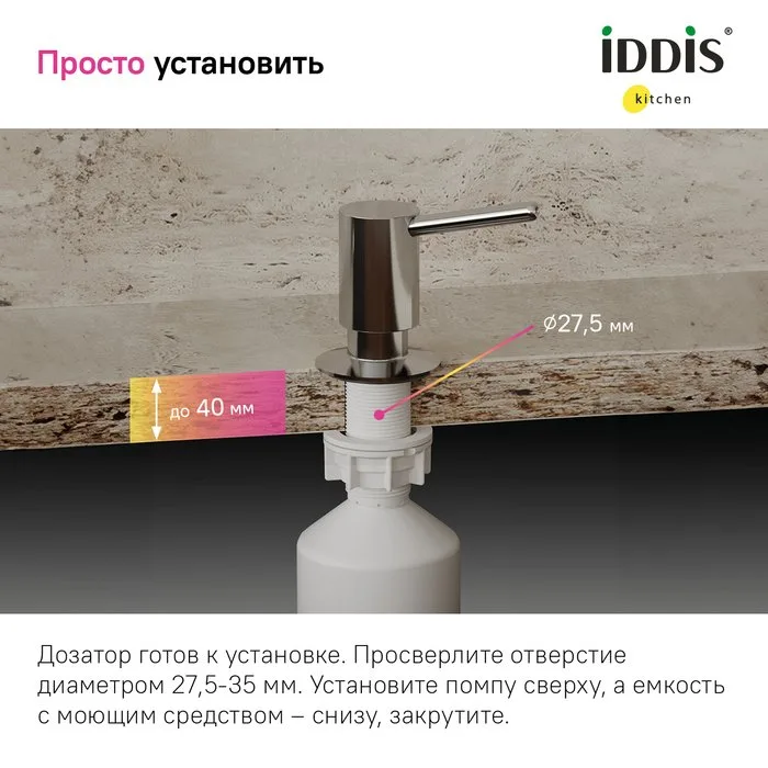 Дозатор для кухонной мойки IDDIS Kitchen Line SDISB00i59 хром Sancos — официальный сайт