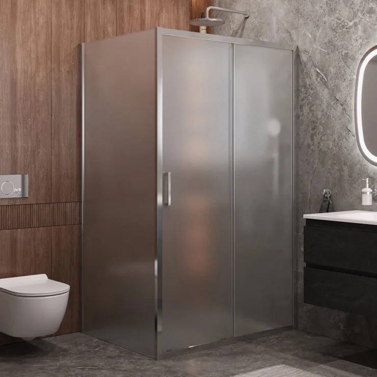 Душевой уголок Cezares Molveno AH 11 130+90 P Cr 130х90 см, профиль хром, стекло рифленое Sancos — официальный сайт