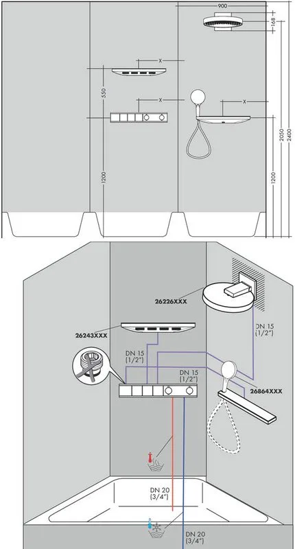 Термостатический смеситель встраиваемый Hansgrohe RainSelect 15381000, для душа, хром Sancos — официальный сайт