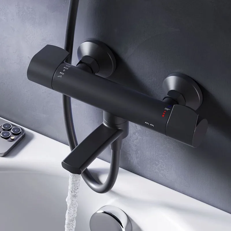 Термостатический смеситель AM.PM X-Joy F85A50022, для ванны с душем, черный Sancos — официальный сайт