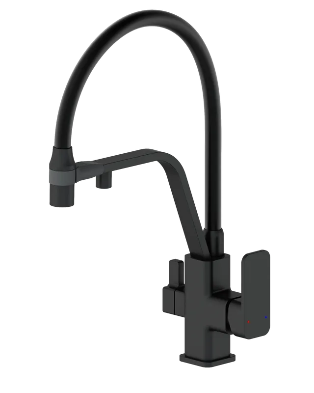 Смеситель для кухни Wonzon & Woghand WW-88458013-MB с гибким изливом, матовый черный Sancos — официальный сайт