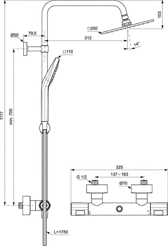 Душевая стойка Ideal Standard Ceratherm T100 A7240AA Sancos — официальный сайт