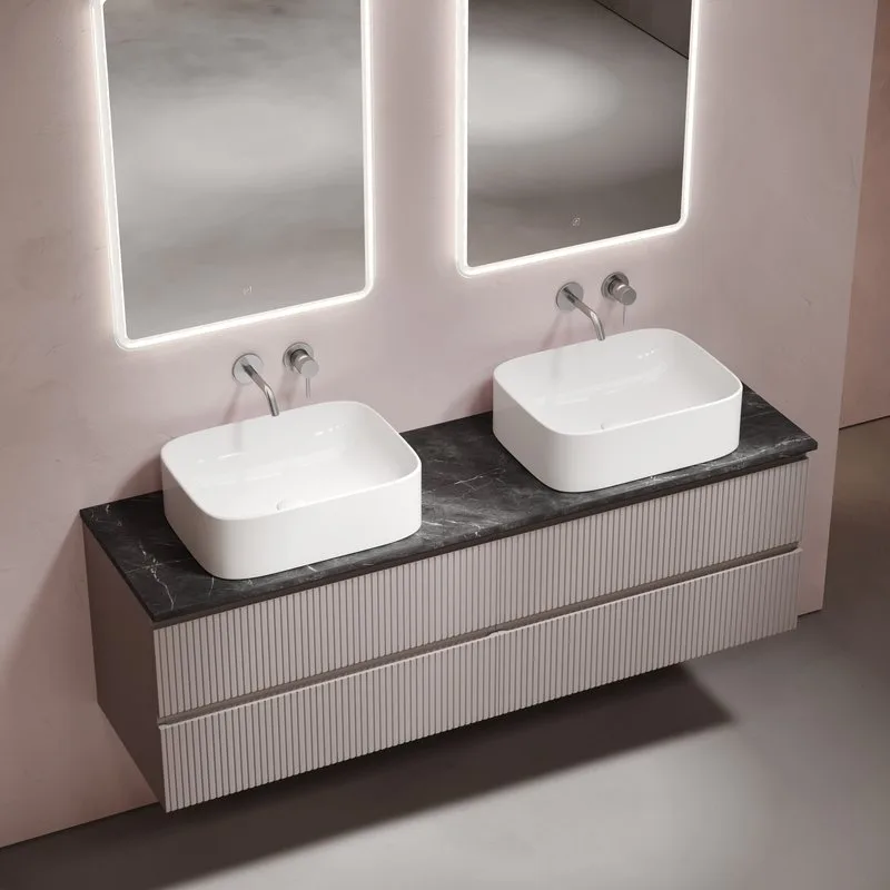 Тумба с раковиной Sancos Snob T 160 doha soft, столешница черный мрамор TT160A1, раковина CN6052 Sancos — официальный сайт