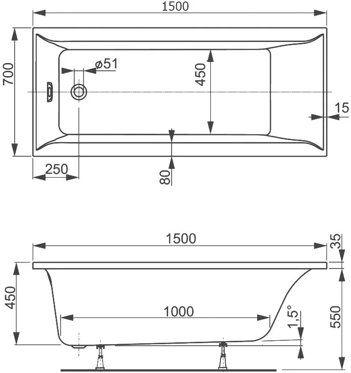 Акриловая ванна Vagnerplast Veronela 150x70 см, пристенная, ультрабелая Sancos — официальный сайт