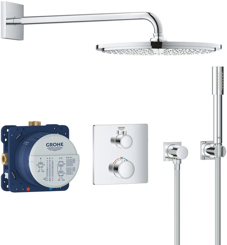 Душевой комплект Grohe Grohtherm 34730000, С ВНУТРЕННЕЙ ЧАСТЬЮ, с термостатом Sancos — официальный сайт