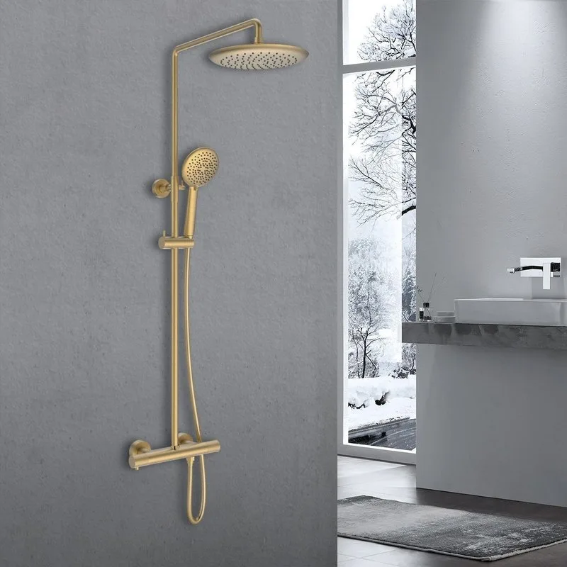 Душевая стойка Vincea Desire VSFS-1D0TBG термостатическая, брашированное золото Sancos — официальный сайт