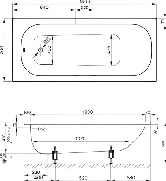 Стальная ванна Bette Form 150x70 см, встраиваемая, с самоочищающимся покрытием, с антискользящим Sancos — официальный сайт