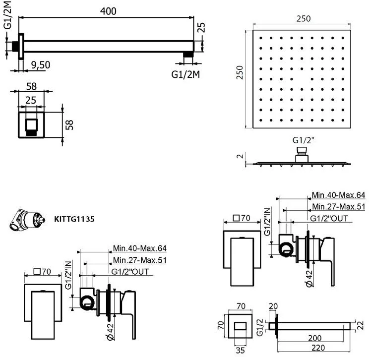 Комплект для ванной Plumberia Selection Tag KITTG01CR220 С ВНУТРЕННЕЙ ЧАСТЬЮ, хром Sancos — официальный сайт