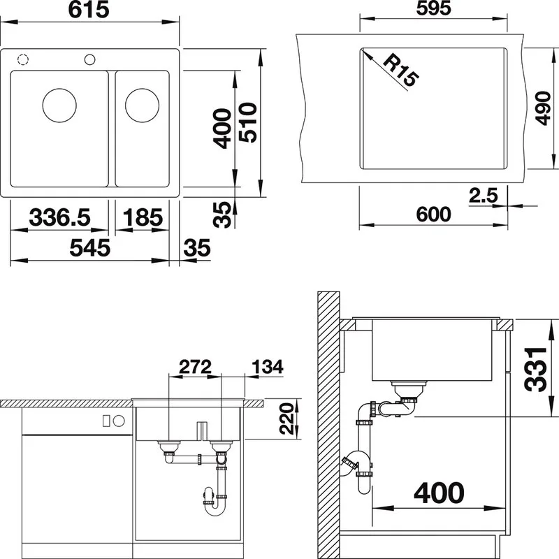 Мойка кухонная Blanco Pleon 6 Split антрацит Sancos — официальный сайт