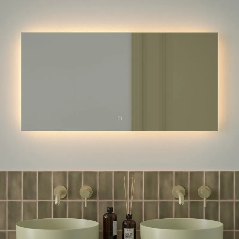 Зеркало Defesto Glow DF 2515SH 100х50 с LED-подсветкой, 3000 K, сенсорный выключатель