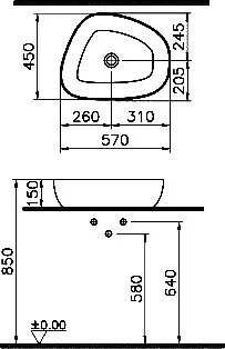 Накладная раковина VitrA Outline Recycled 7991B066-0016 матовый тауп Sancos — официальный сайт
