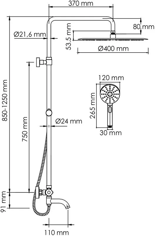 Душевая стойка Wasserkraft Berkel A188.117.127.010.CH Thermo, с термостатом, хром Sancos — официальный сайт