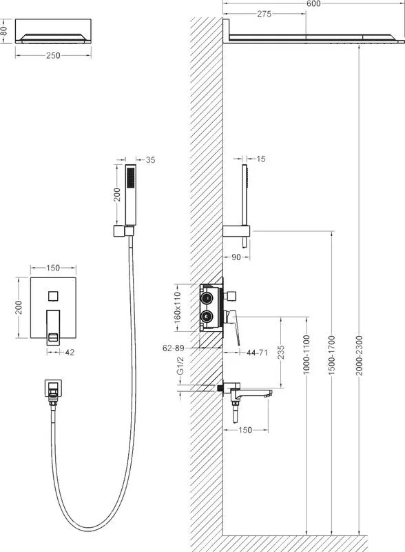 Душевой комплект Timo Briana SX-7119/03SM, С ВНУТРЕННЕЙ ЧАСТЬЮ, черный Sancos — официальный сайт