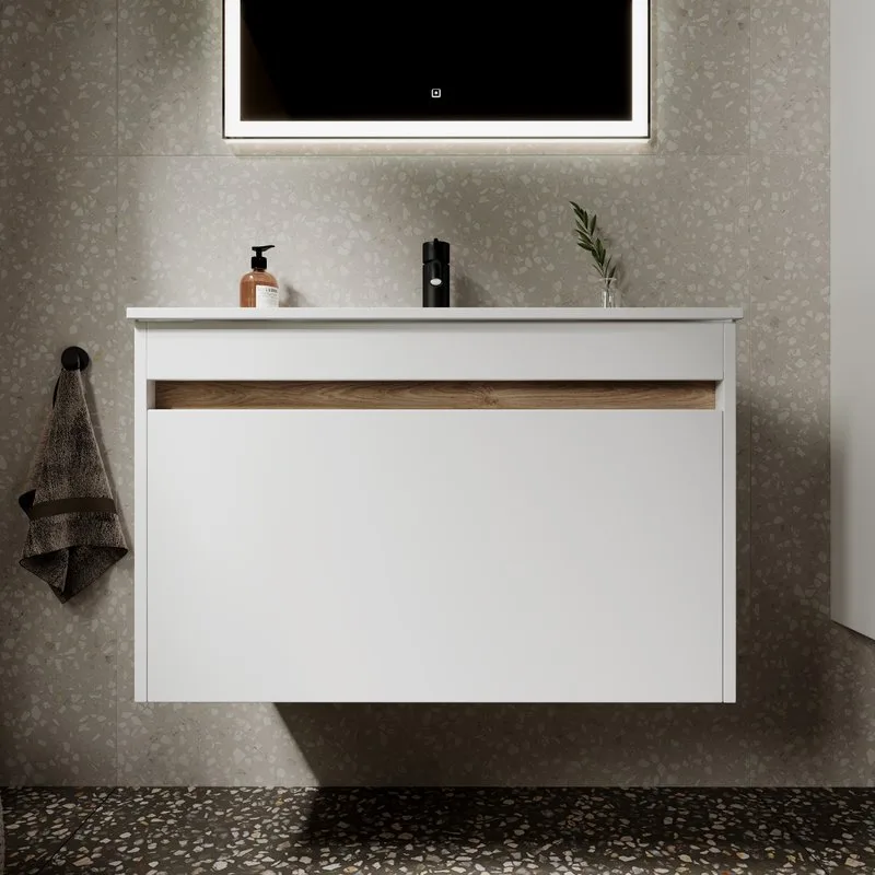 Тумба с раковиной Sancos Smart 80 см белый глянец Sancos — официальный сайт