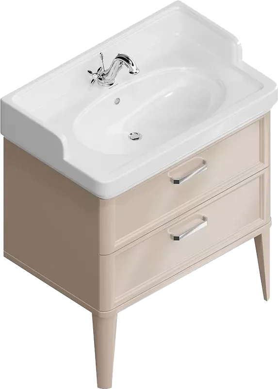Тумба под раковину без столешницы KERAMA MARAZZI Pompei 80 с 2 ящиками, камео бежевая глянцевая Sancos — официальный сайт