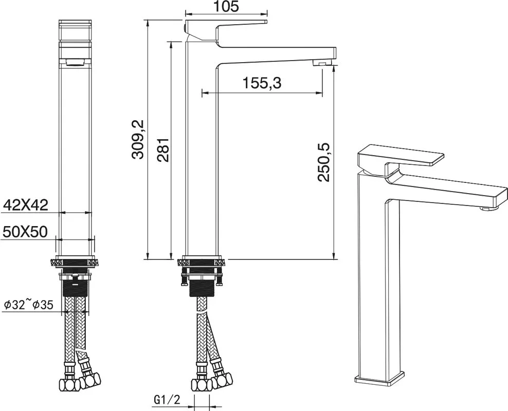 Смеситель для раковины Wonzon & Woghand WW-88019068-CR хром Sancos — официальный сайт