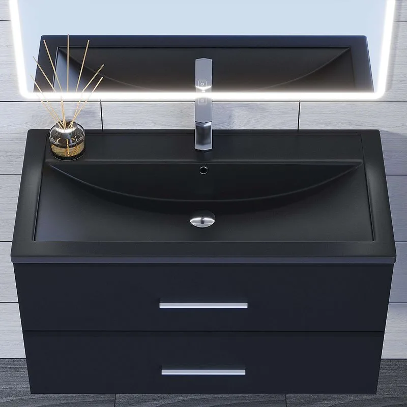 Мебельная раковина Uperwood Foster Quartz 291030043 90 см, матовая черная, космос Sancos — официальный сайт