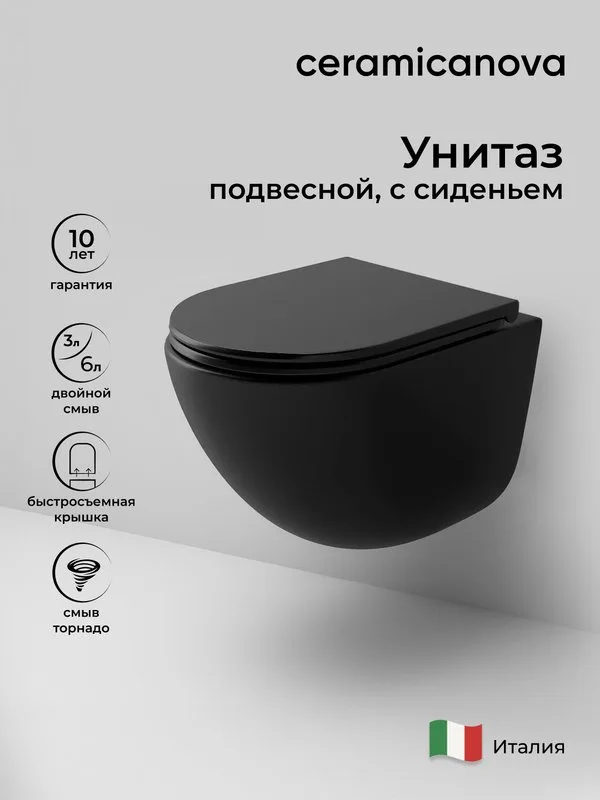 Унитаз подвесной Ceramicanova Vogue CN4008TMB Sancos — официальный сайт