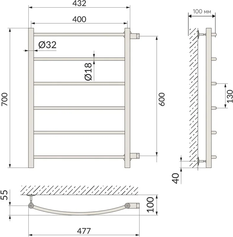 Полотенцесушитель водяной Indigo Arc LASW70-40GFM-б/п-60, graphite metallic Sancos — официальный сайт