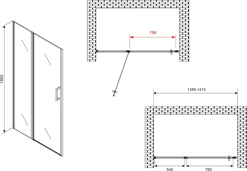 Душевая дверь в нишу Abber Sonnenstrand AG04140S 140 см, профиль хром, стекло прозрачное Sancos — официальный сайт