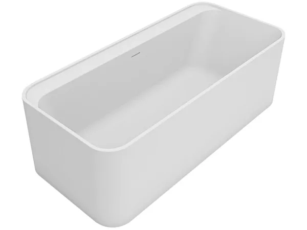 Ванна из искусственного камня Uni-Flo Kube 170x78 см, отдельностоящая белая глянцевая Sancos — Оригинал