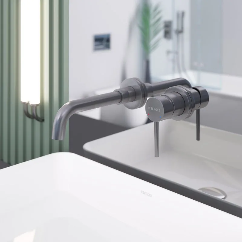 Смеситель для раковины Berges Ventas R 076016 С ВНУТРЕННЕЙ ЧАСТЬЮ, оружейная сталь Sancos — официальный сайт