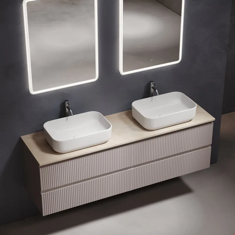 Тумба с раковиной Sancos Snob R 160 doha soft, столешница бежевая TT160A2X, раковина CN5043 Sancos — официальный сайт
