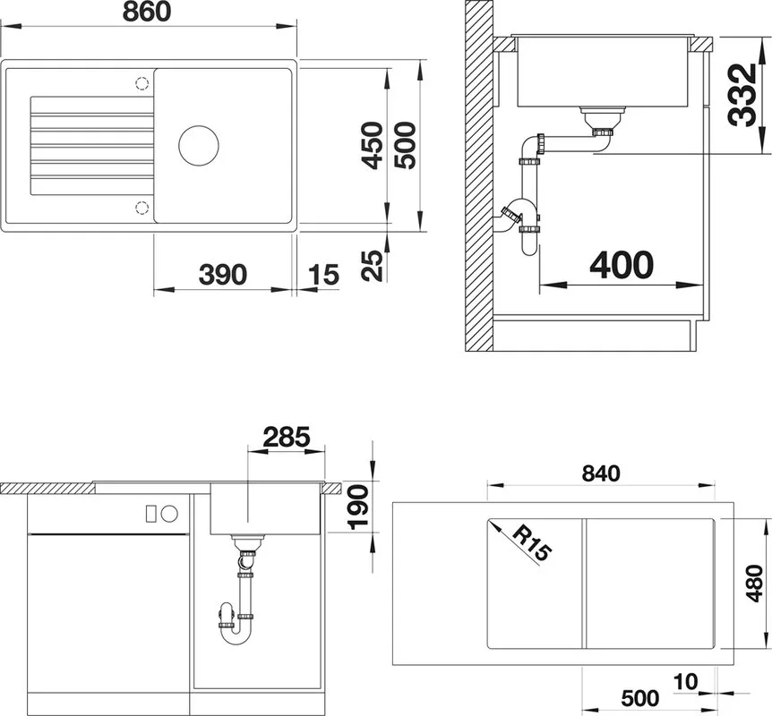 Мойка кухонная Blanco Zia 5S 520515 белая Sancos — официальный сайт