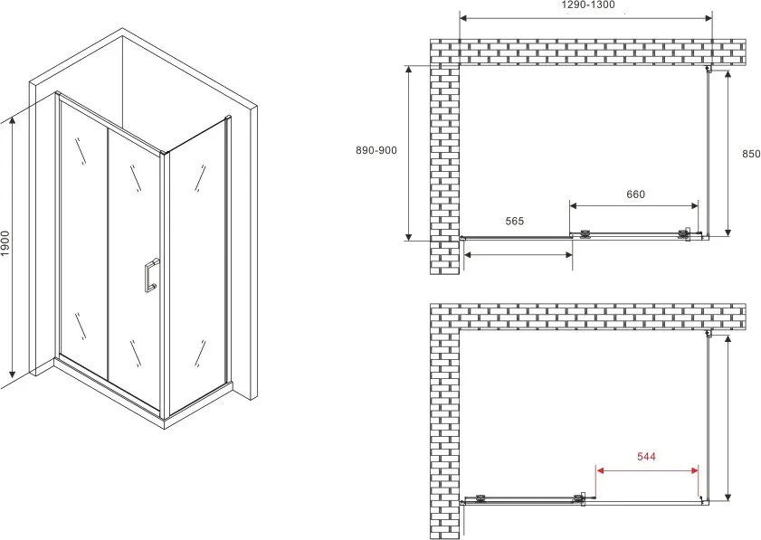 Душевой уголок Abber Schwarzer Diamant AG30130B5-S90B5 130х90, профиль черный, стекло прозрачное Sancos — официальный сайт