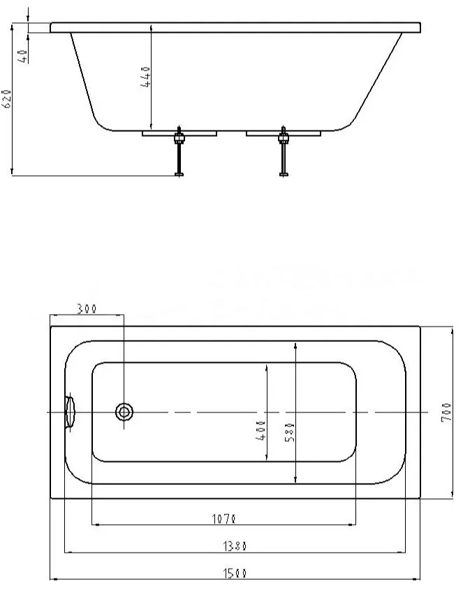 Акриловая ванна AQUATEK Мия EFVA150 MIY150-0000001 без опоры 150x70 см, пристенная, белая Sancos — официальный сайт