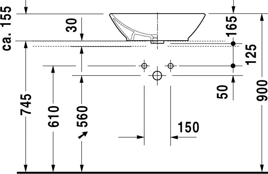 Накладная раковина Duravit Bacino 0334520000 Sancos — официальный сайт