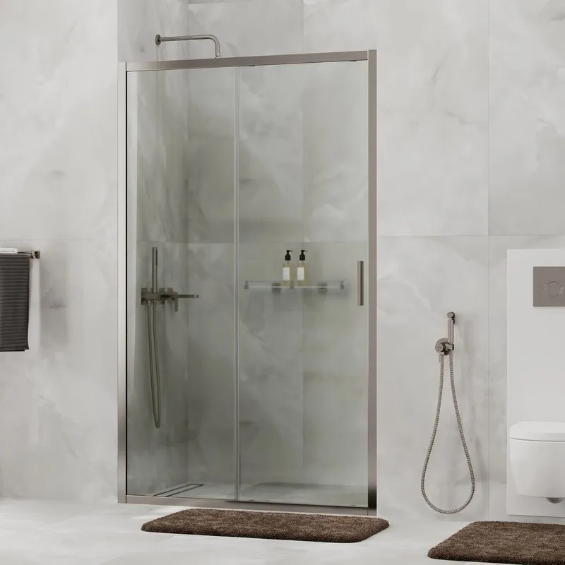 Душевая дверь в нишу Wasserkraft Tauber 64S 110 см, профиль никель, стекло прозрачное Sancos — официальный сайт
