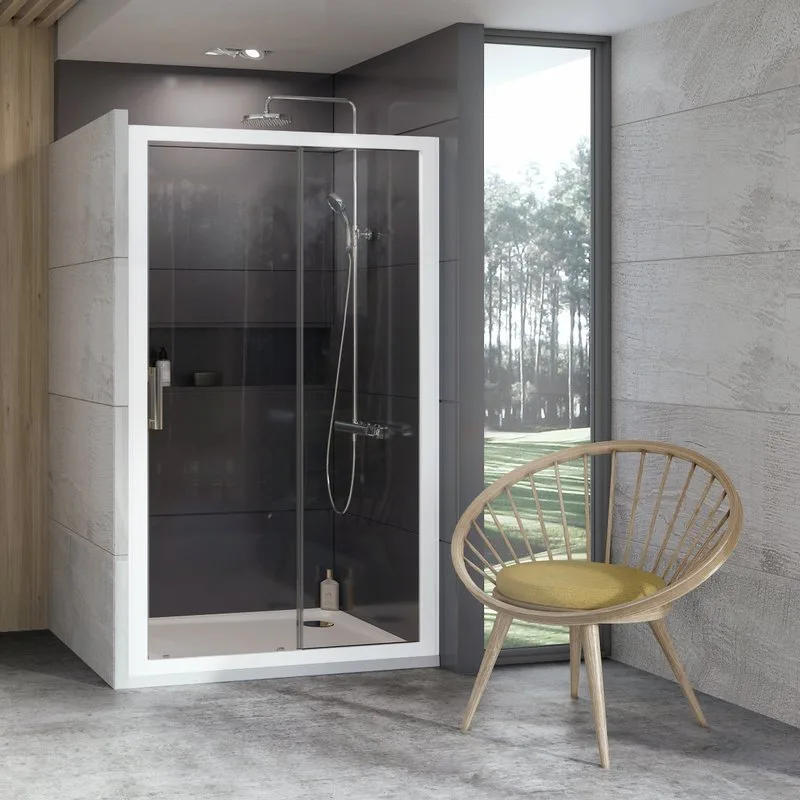 Душевая дверь в нишу Ravak 10° 10DP2-100 Transparent, профиль белый Sancos — официальный сайт