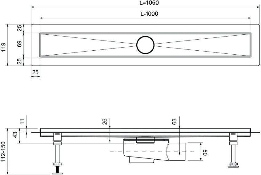 Душевой трап (лоток) Timo Drain Systems DS230210/03 1000 двусторонняя панель plate под плитку, черны Sancos — официальный сайт