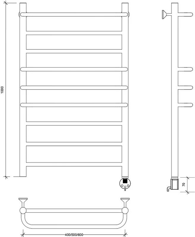 Полотенцесушитель электрический Secado Модена 2 100х50, черный матовый, R Sancos — официальный сайт