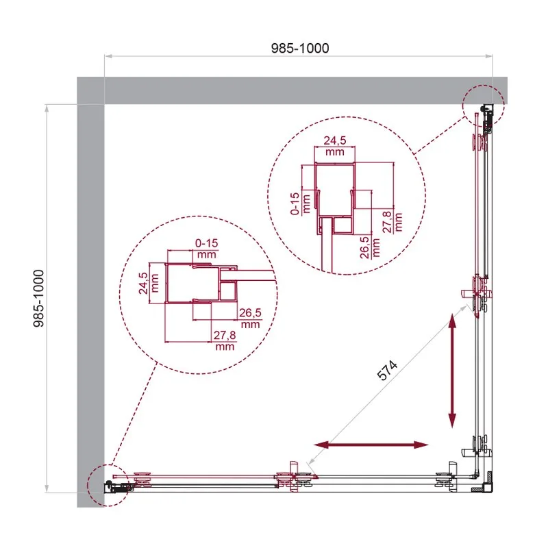 Душевой уголок BelBagno Luce A-2-100-C-ORO 100x100, профиль золото, стекло прозрачное Sancos — официальный сайт