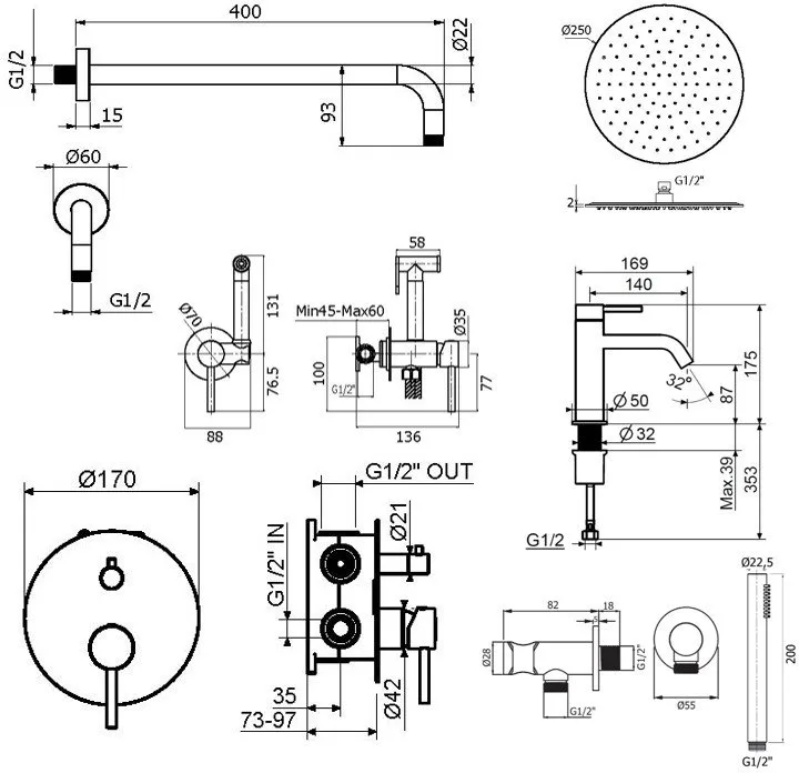 Комплект для ванной Plumberia Selection Ixo KITZXO18RS53 С ВНУТРЕННЕЙ ЧАСТЬЮ, медь брашированная Sancos — официальный сайт