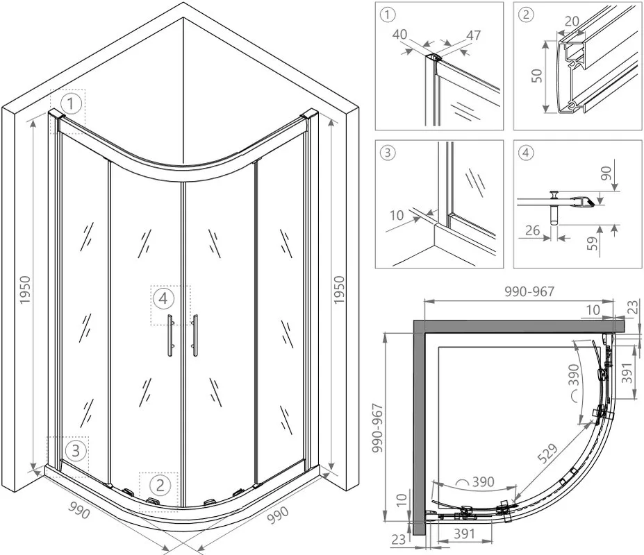 Душевой уголок RGW Hotel HO-51 1000x1000x1950 профиль хром Sancos — официальный сайт
