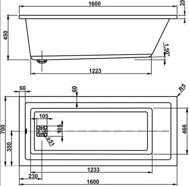 Акриловая ванна Vagnerplast Cavallo VPBA167CAV2X-04 без опоры 160x70 см, пристенная, ультрабелая Sancos — официальный сайт