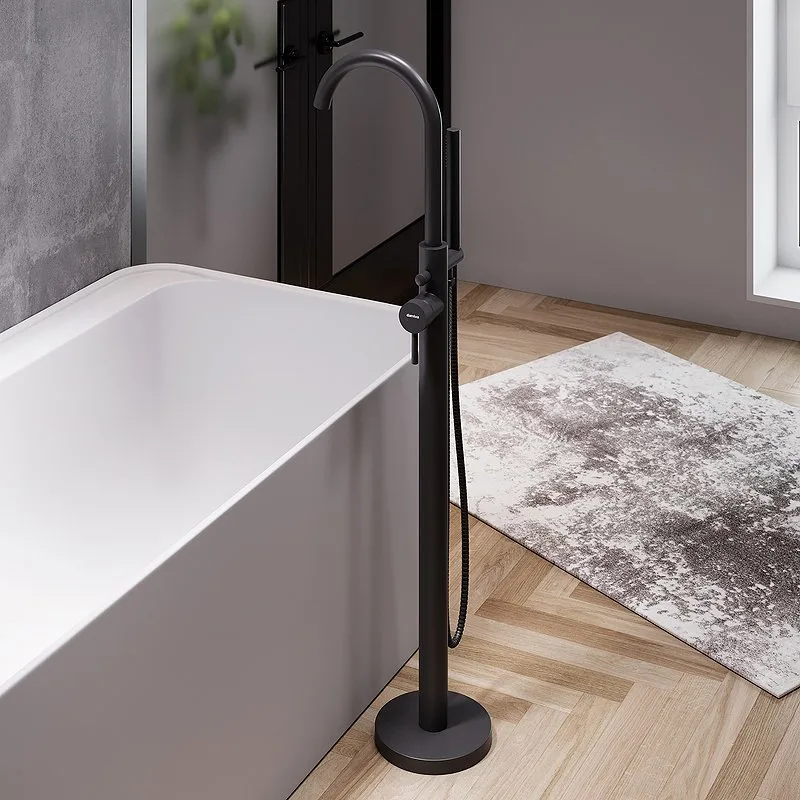 Напольный смеситель для ванны с душем Damixa Scandinavian Pure 365000300, матовый черный Sancos — официальный сайт