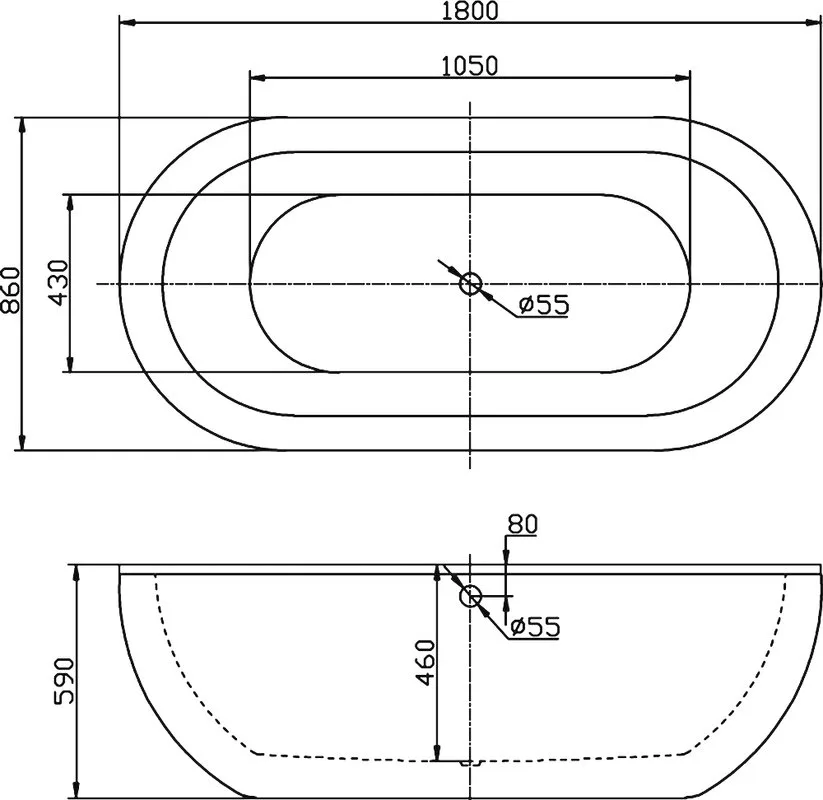Акриловая ванна BelBagno BB13-1800 180x85 см, отдельностоящая, белая, овальная Sancos — официальный сайт