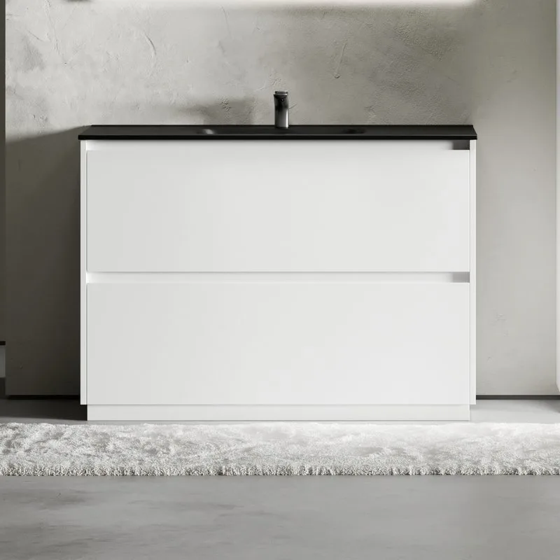Тумба с раковиной Sancos Libra Floor 120 белый глянец, черная раковина CN7006MB Sancos — официальный сайт