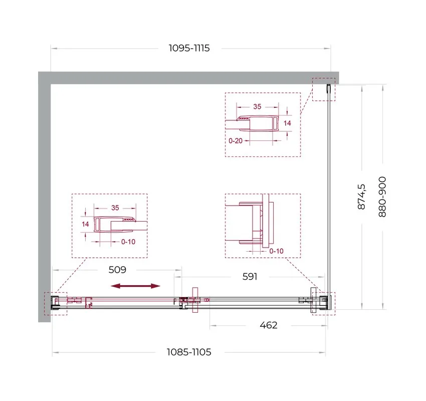 Душевой уголок BelBagno Soft Close-1 AH-1-110/90-C-Cr профиль хром Sancos — официальный сайт