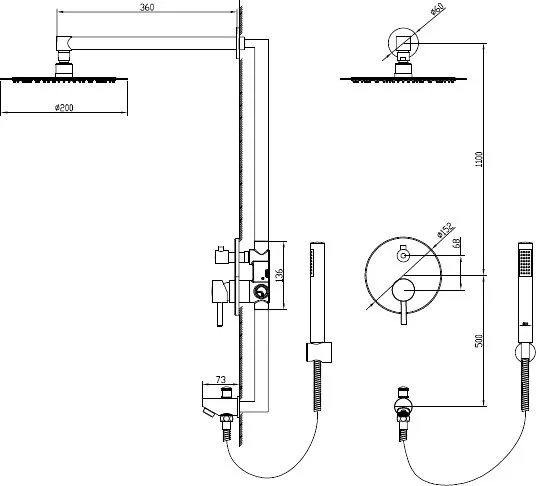 Душевой комплект RGW Shower Panels SP-52, С ВНУТРЕННЕЙ ЧАСТЬЮ Sancos — официальный сайт