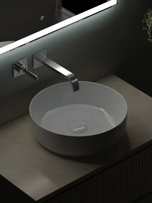 Тумба с раковиной Sancos Snob R 80 см, beige soft, столешница бежевая, раковина CN6022 Sancos — официальный сайт