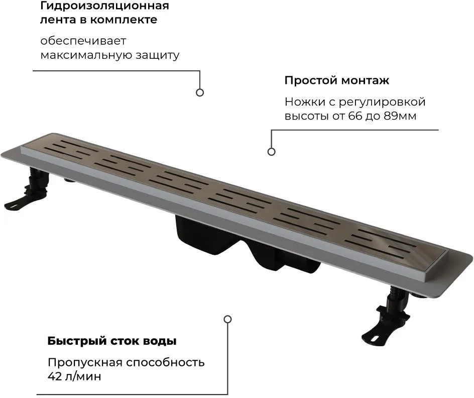 Душевой трап (лоток) RGW Drain Leo-20, хром, 80 см Sancos — официальный сайт