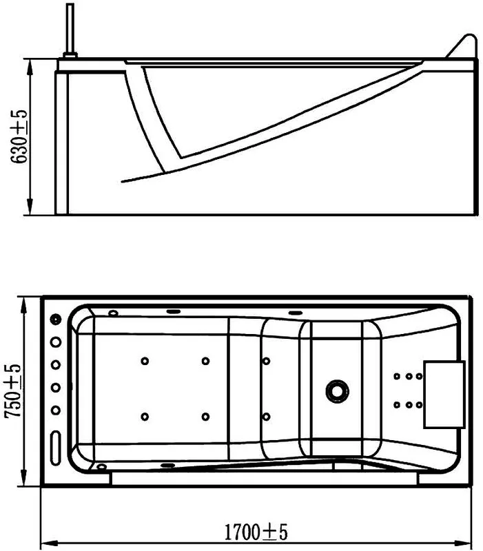Акриловая ванна Orans 65108L0 L 170x75 см, левая, пристенная, с гидромассажем, белая, с каркасом, с  Sancos — официальный сайт