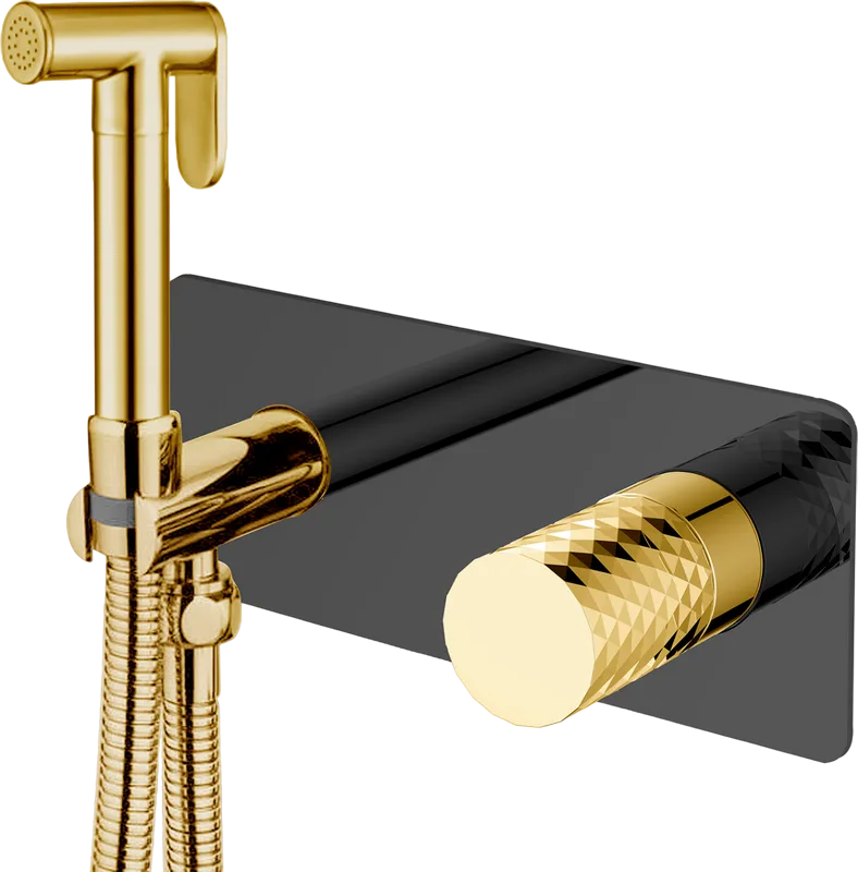 Гигиенический душ Boheme Stick 127-BG со смесителем, С ВНУТРЕННЕЙ ЧАСТЬЮ, black, diamond gold Sancos — официальный сайт