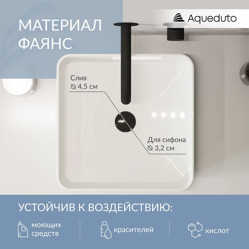 Накладная раковина Aqueduto Espiral ESP0310 37 см белая глянцевая Sancos — официальный сайт